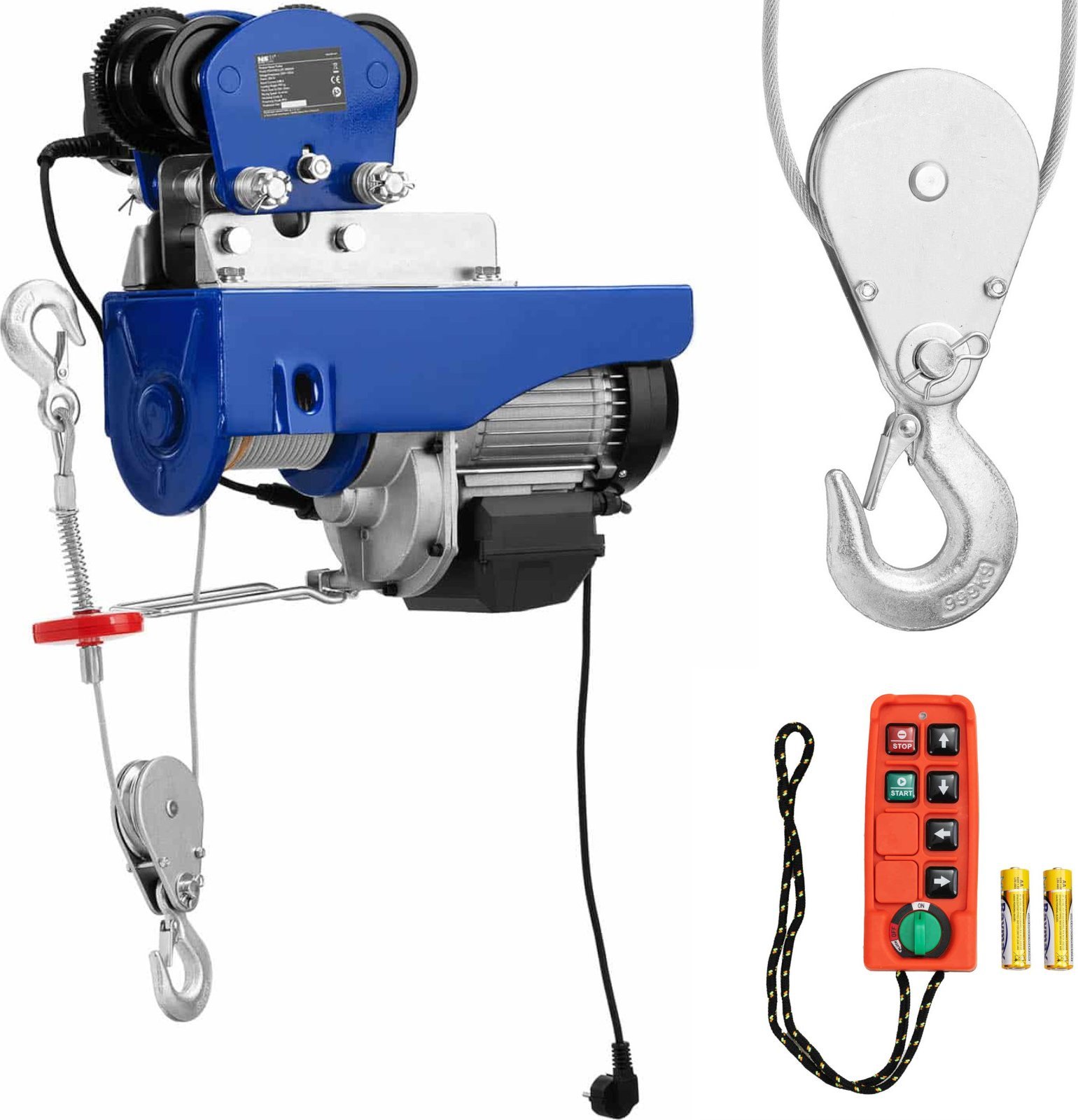 MSW Wciągarka elektryczna z suwnicą linowa 1600 W 12 m 500 kg Wciągarka elektryczna z suwnicą linowa 1600 W 12 m 500 kg