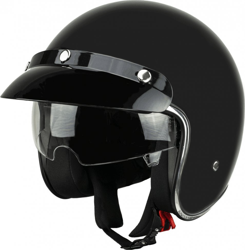 Bili Bike Kask na skuter motocyklowy otwarty z daszkiem BB 588 -przyciemniona blenda M czarny