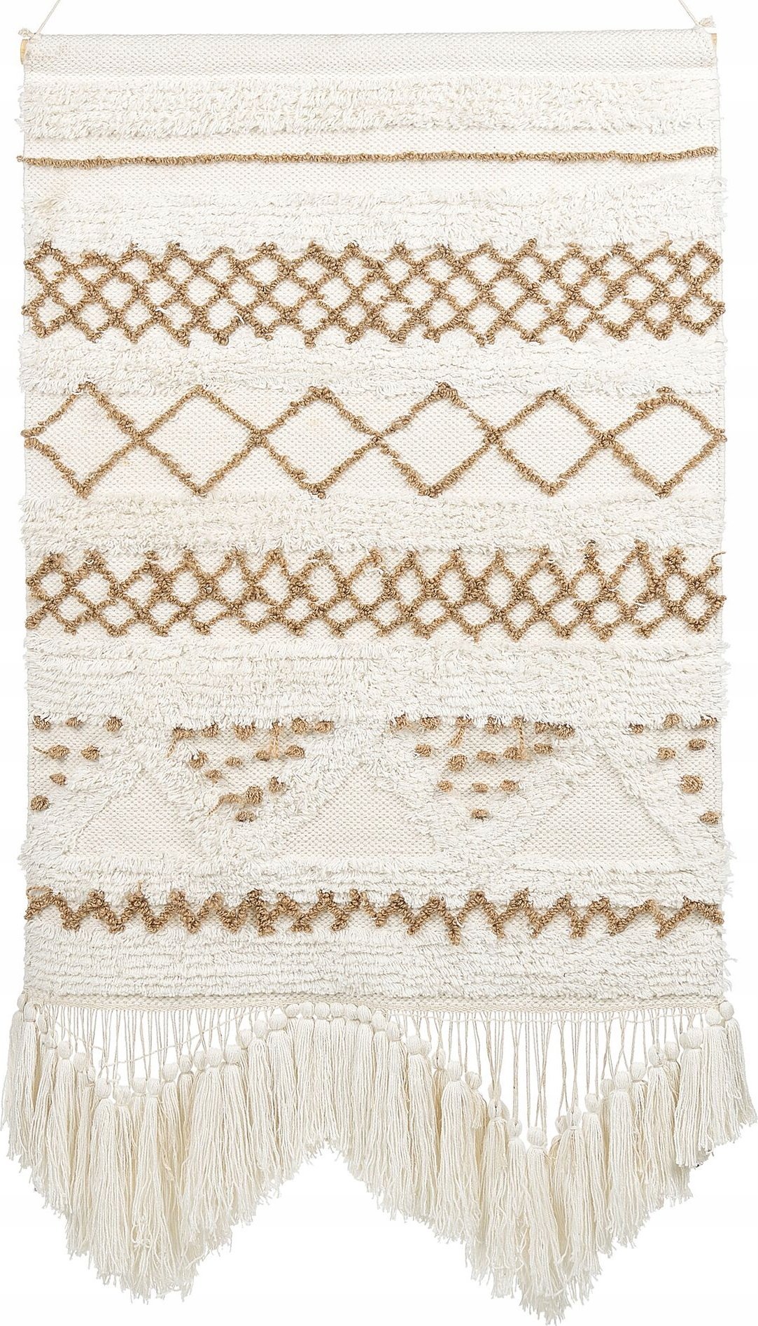 Beliani Dekoracja ścienna z frędzlami beżowa BAZDAN