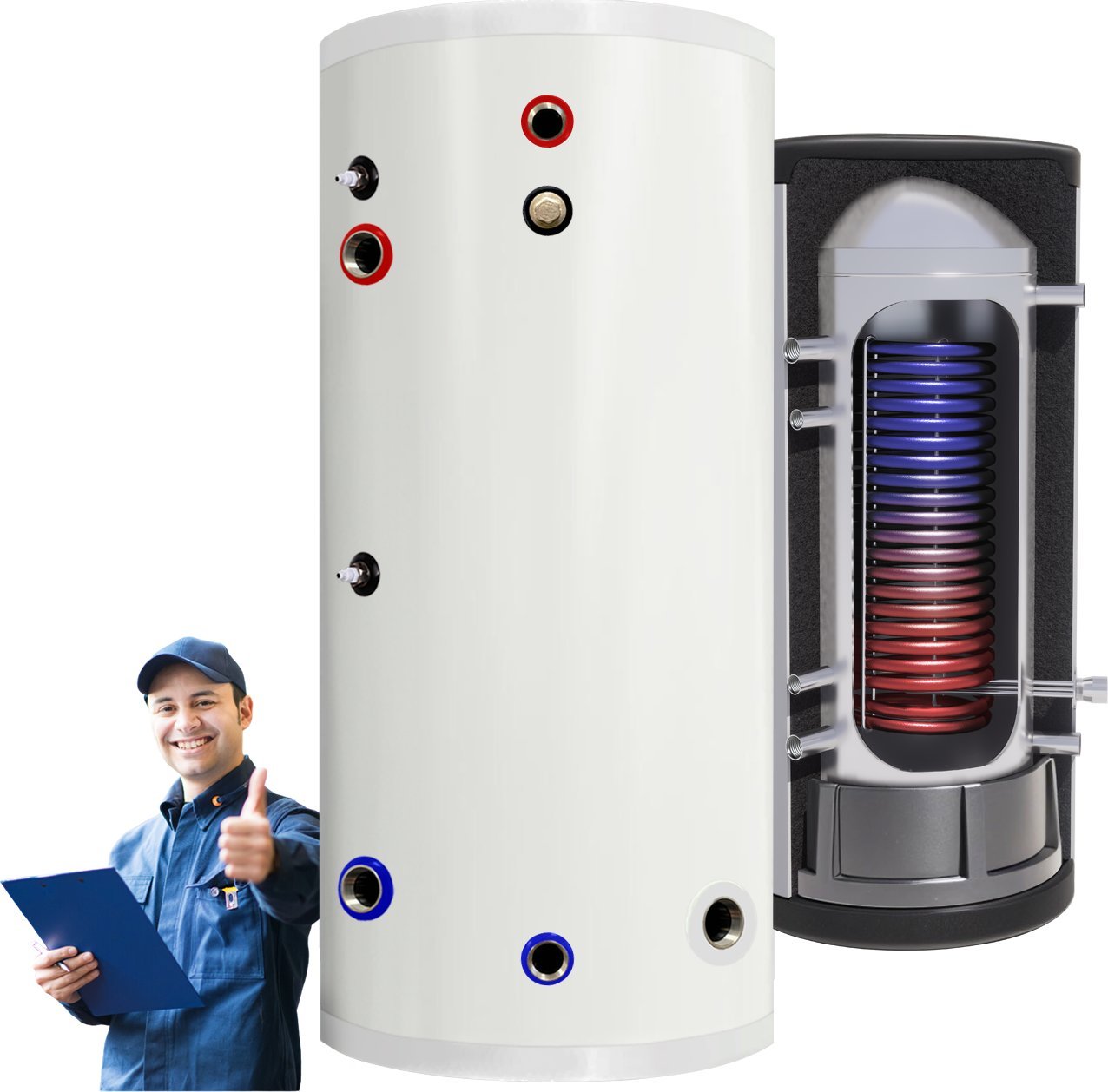 Zasobnik CWU bojler NIERDZEWNY 150l zbiornik bufor z wężownicą 2,2m^2