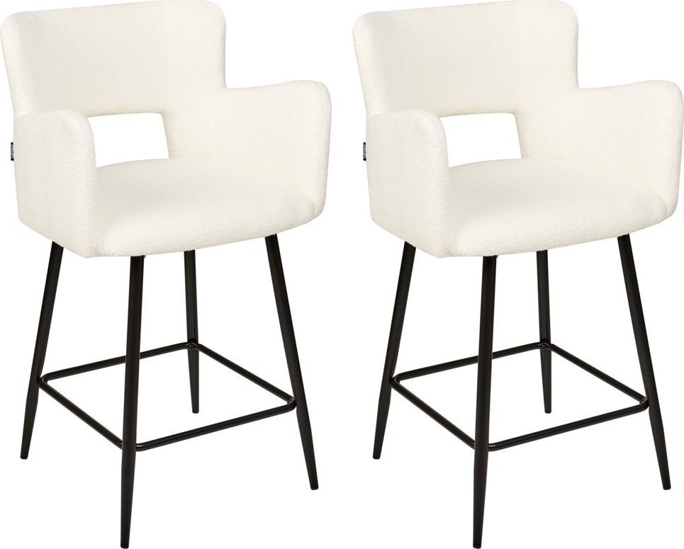 Beliani Zestaw 2 krzeseł barowych boucle białe SANILAC