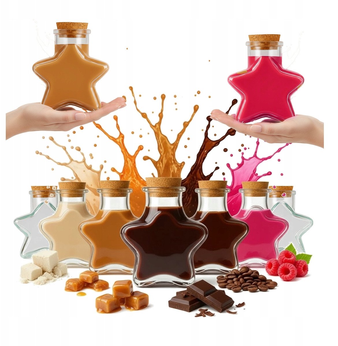 20x Butelki Szklane STAR 280ml GWIAZDKA na Alkohol Wino Prezent ŚWIĘTA