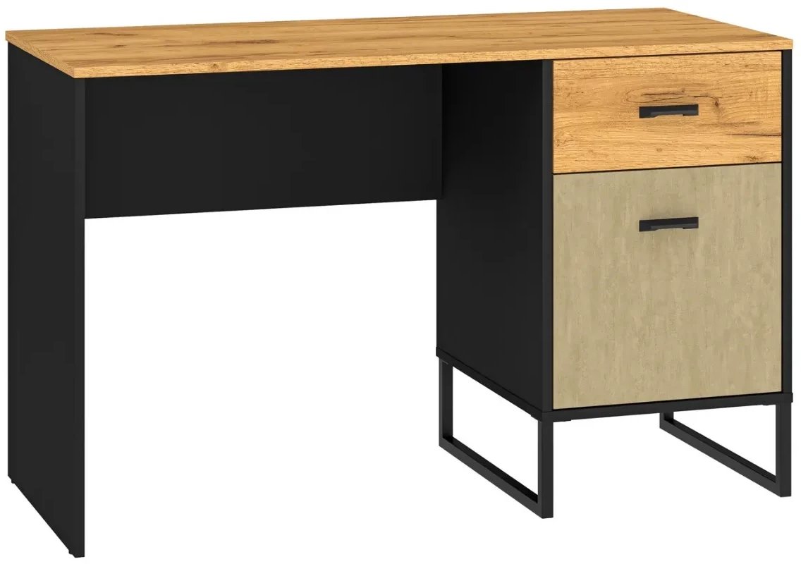 Biurko młodzieżowe COLIN 07 dąb złoty craft/czarne ML MEBLE