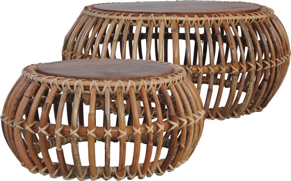 vidaXL Stoliki kawowe, 2 szt., naturalny rattan