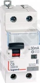 Legrand Wyłącznik różnicowo-nadprądowy P312 2P C 6A 30MA TYP AC DX3