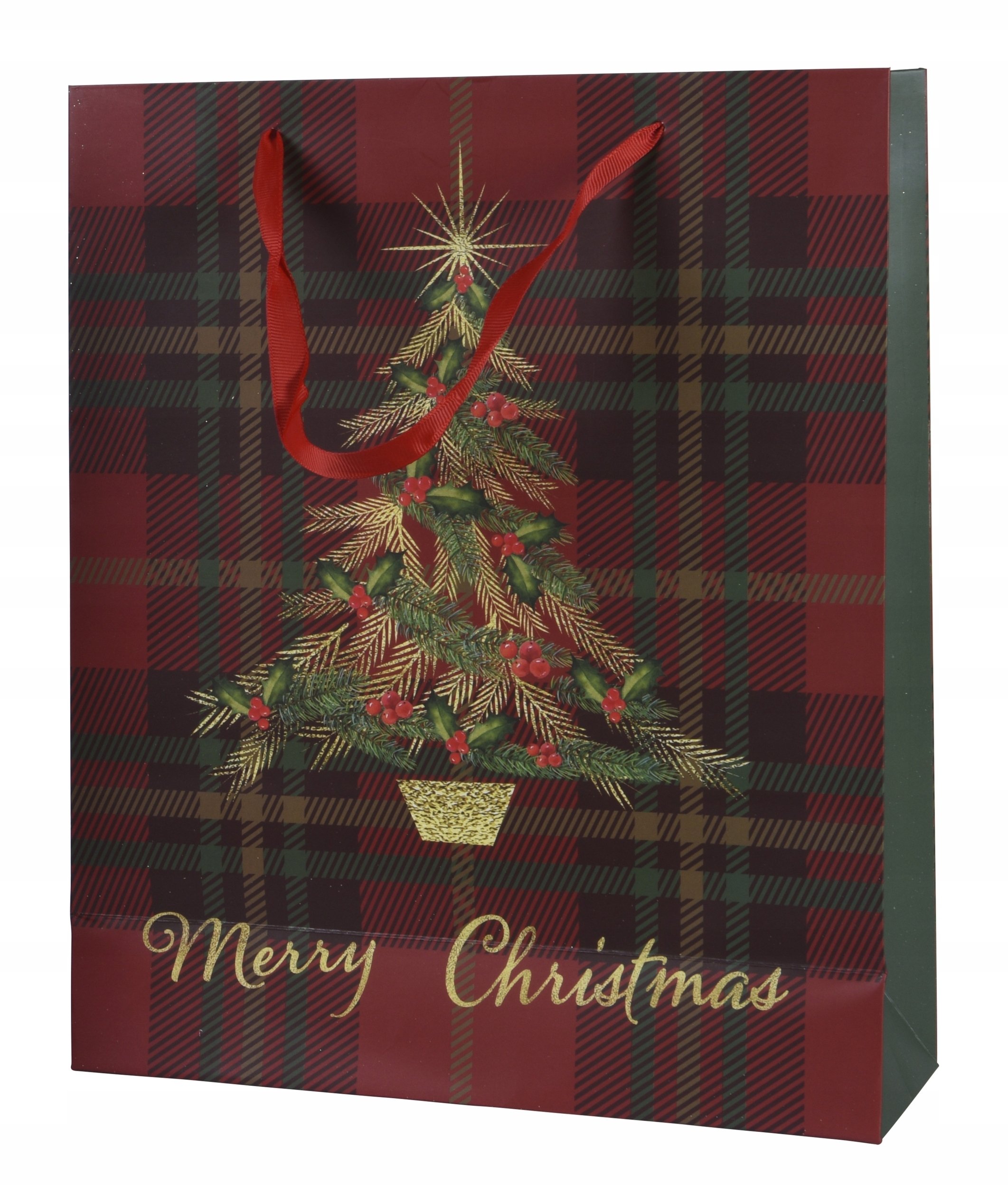 Torba świąteczna prezentowa papierowa czerwona krata 18x24 cm 1szt