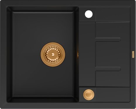 Zlewozmywak GraniteQ MORGAN 116 GraniteQ zlewozmywak pure carbon z syfonem Push To Open kol. miedziany 1-komorowy z/o + zaczepy 4 szt