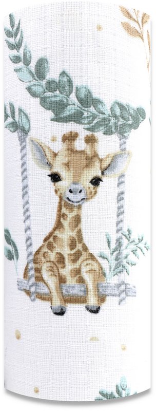 Pielucha tetra druk 70/80 Zwierzęta na huśtawkach zielona gałązka 0251