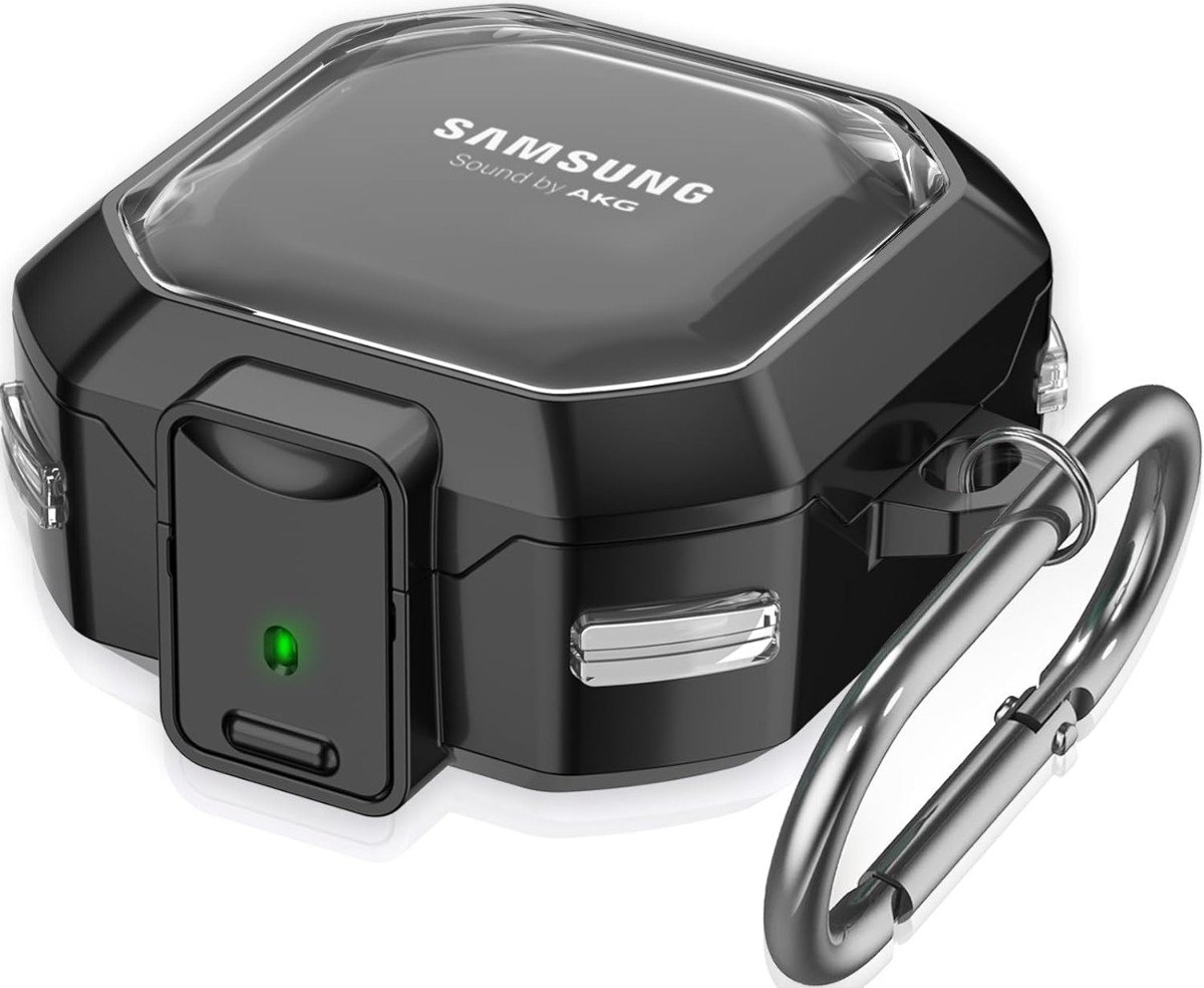 Etui Supero do Samsung Galaxy Buds FE/2 Pro/2/Live/Pro, czarno-przezroczyste, karbonowe