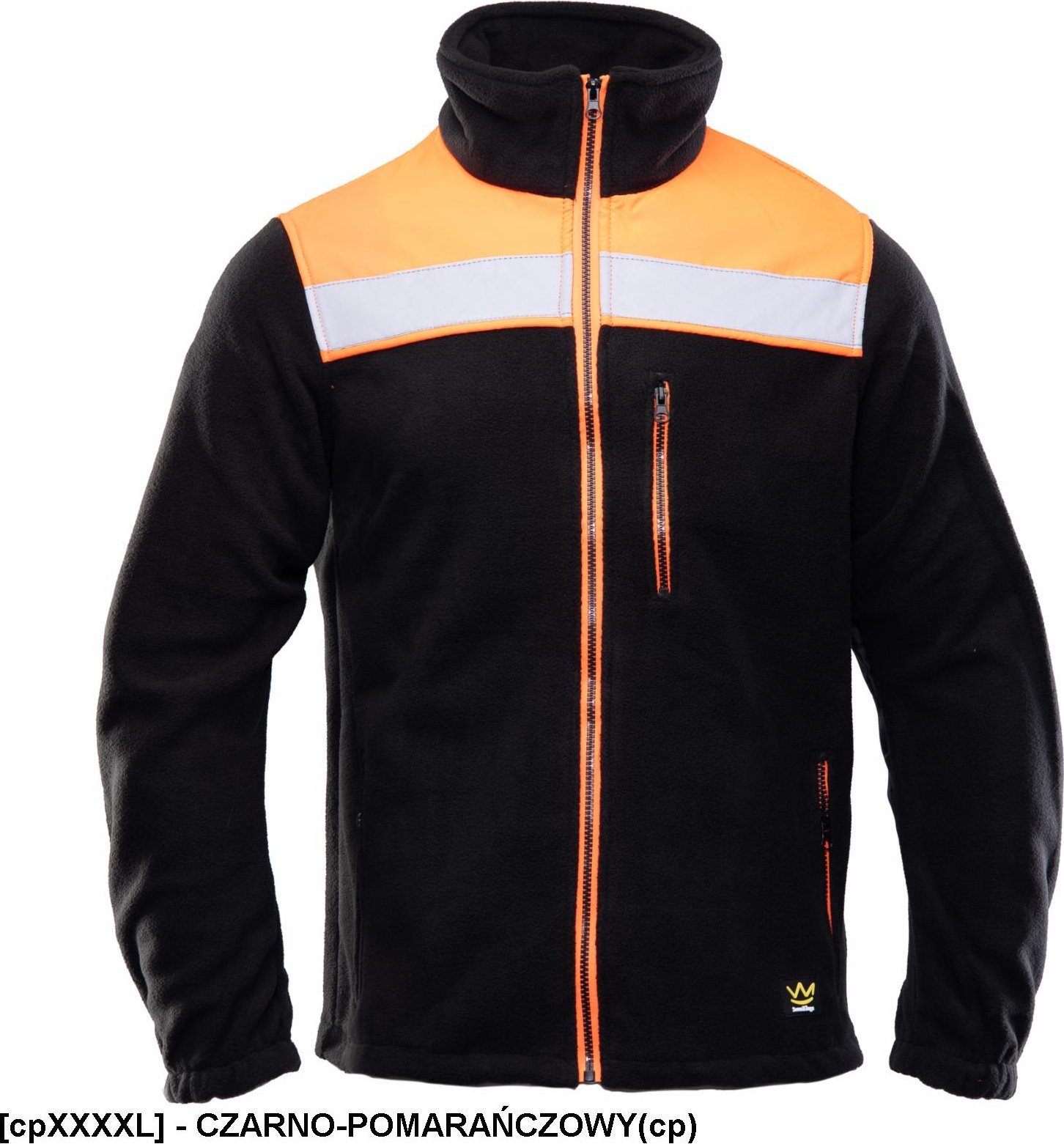 ORPO - POLAR RIVAL wzmocnienia z materiału OXFORD 3 kieszenie zapinany na zamek polar 100% 320 g/m2 pasy odblaskowe - CZARNO-POMARAŃCZOWY(cp) 4XL.
