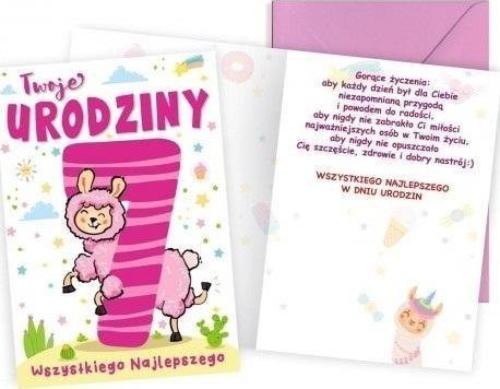 KUKARTKA Karnet B6 Urodziny 7 lama