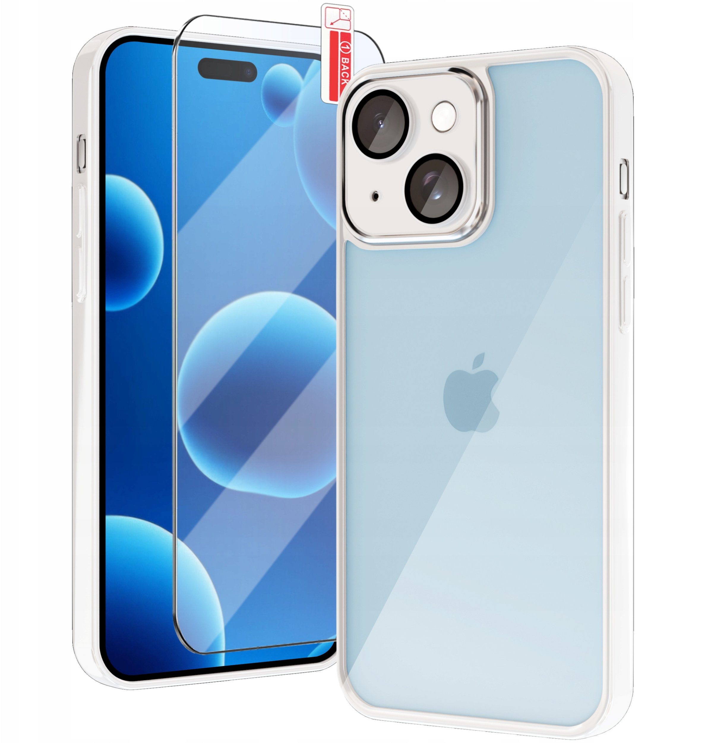 Etui do iPhone 15 WZMACNIANE CLEAR CASE Przeźroczyste + Szkło na ekran 9H