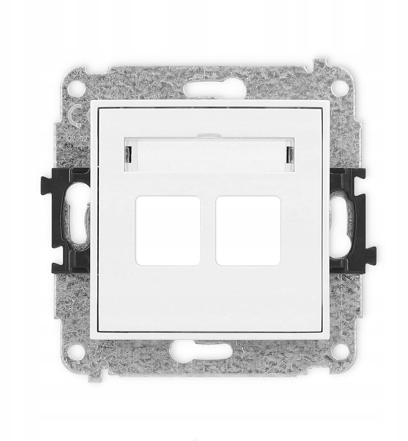 Karlik ICON Mechanizm gniazda multimedialnego podwójnego bez modułu (standard Keystone) white IGM-2P