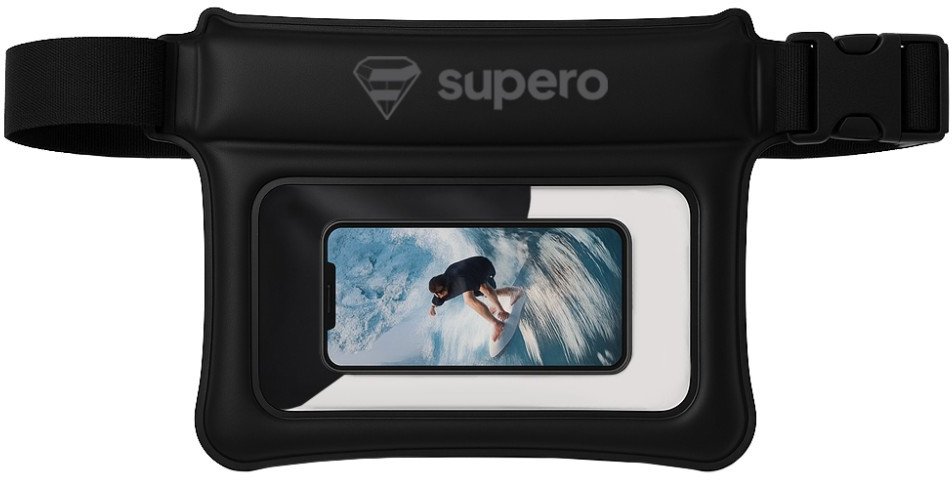 Etui wodoszczelne na telefon na pas, saszetka do 8.5", przezroczysto-czarne