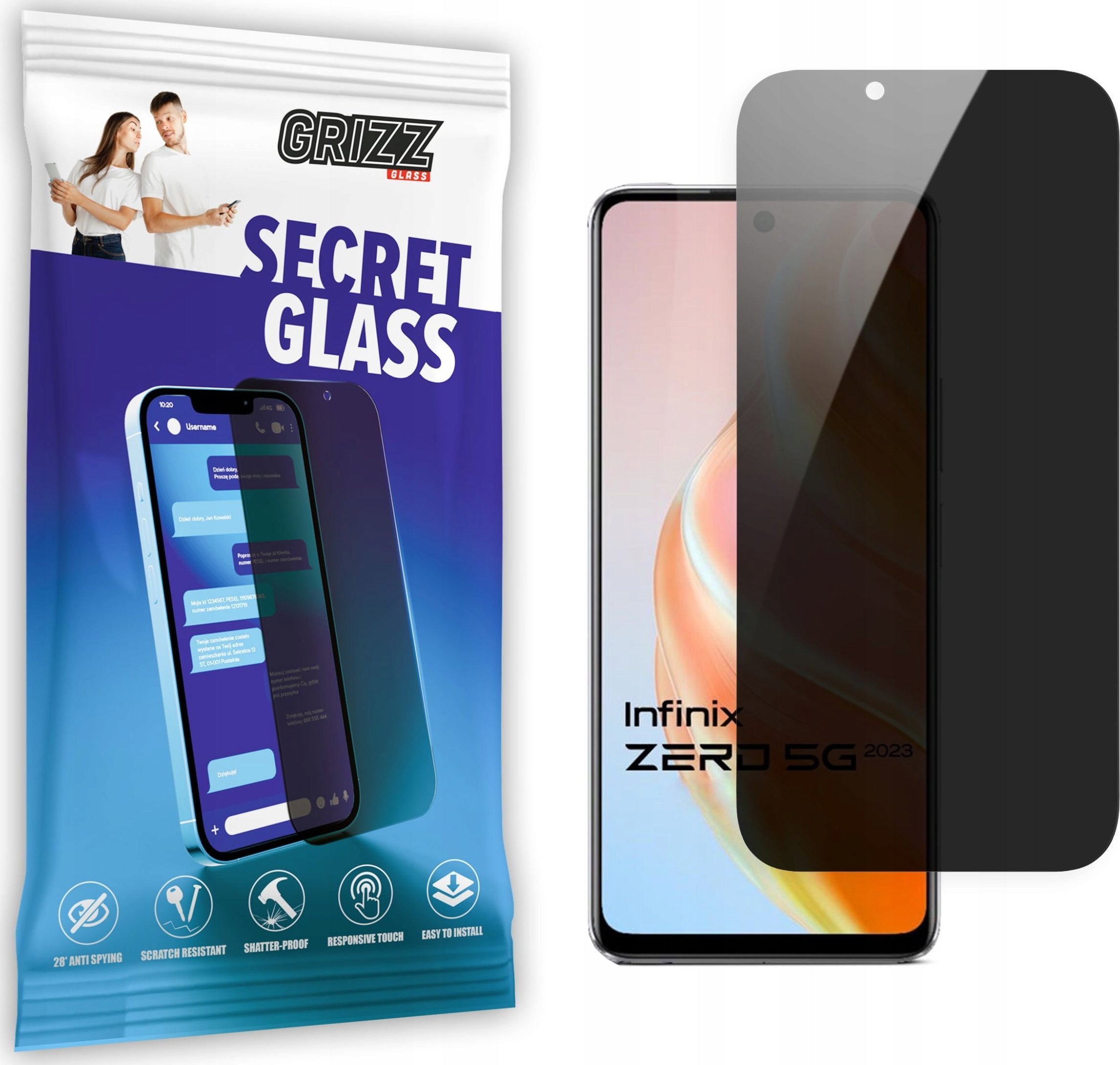GrizzGlass Szkło prywatyzujące GrizzGlass SecretGlass do Infinix Zero 2023