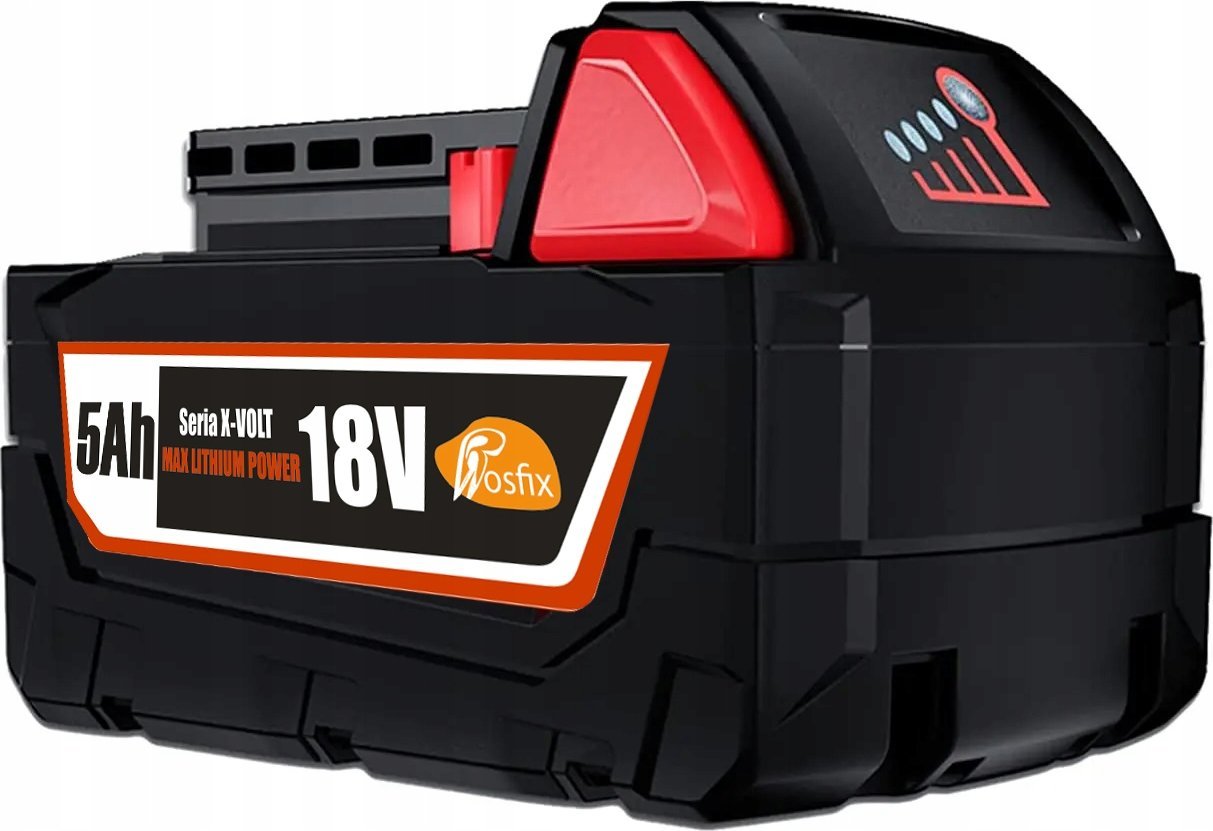 Rosfix Akumulator Max Lithium Power, Seria X-VOLT; 5Ah (10 sekcji) 18V - Zamiennik do Milwaukee