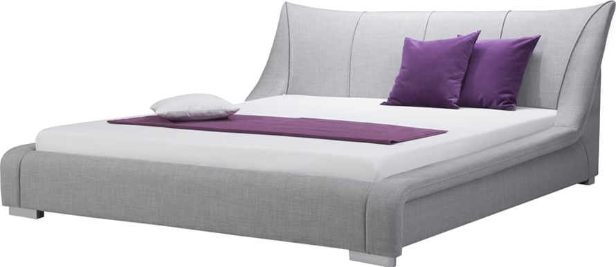 Beliani Łóżko wodne tapicerowane 180 x 200 cm szare NANTES