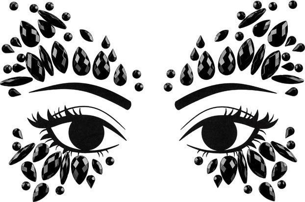 Dekoracja na twarz Kryształki czarne 15x9cm