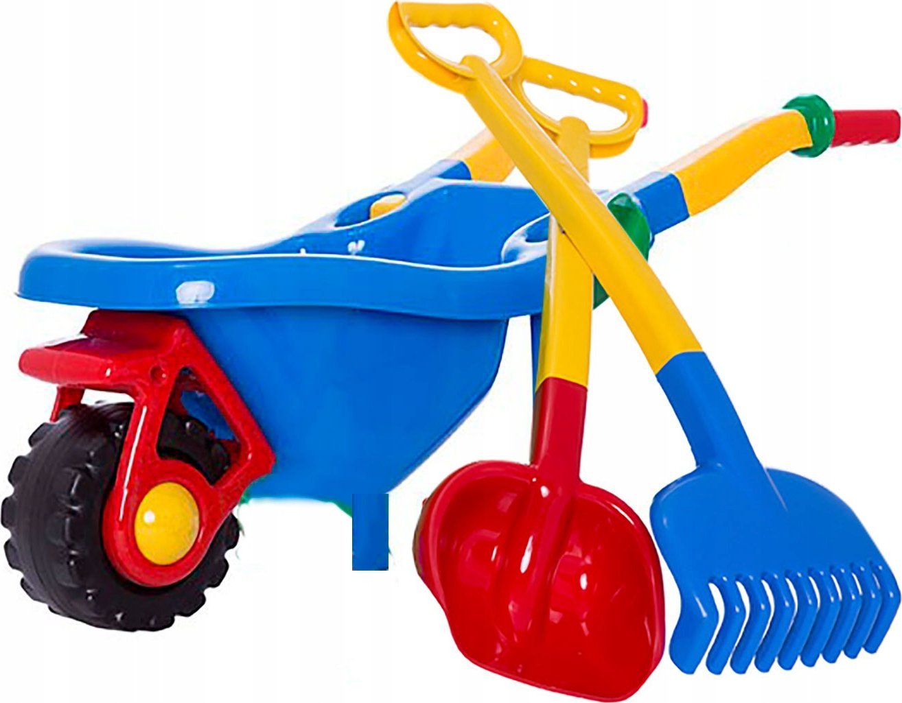 Hemar Taczka Ogrodowa Dla Dzieci Łopata Grabie Kolorowe Zestaw 3 ele.