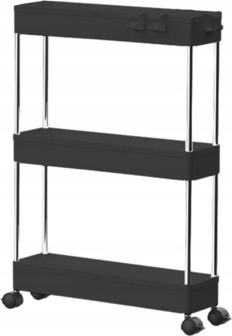 LeanToys Regał Mobilny 3 Półki Czarny na Kółkach LEAN Toys
