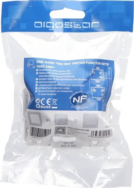 Aigostar Włącznik pojedynczy dwubiegunowy typu francuskiego klawisze Łącznik pojedynczy dwubiegunowy typu francuskiego klawisze