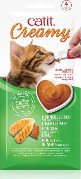 Catit Creamy Chicken & Lamb, mokry przysmak, dla kota, kurczak i jagnięcina, 4szt/opak