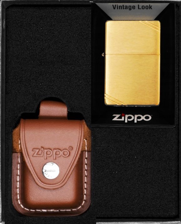 Zestaw ZIPPO Zapalniczka VINTAGE BRASS BRUSCHED Prezentowy No2