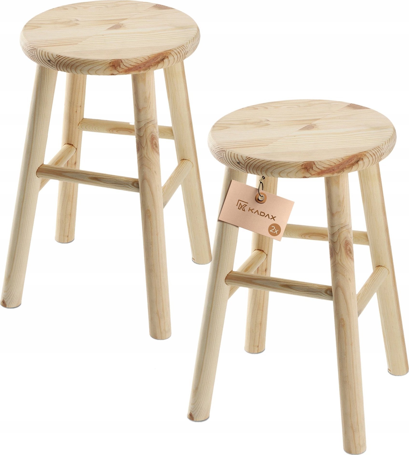 Kadax KADAX Taboret Stołek Drewniany Krzesło 46cm 2szt