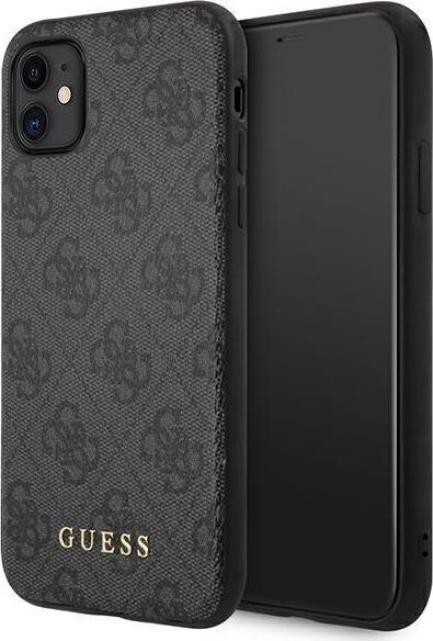 Guess Guess GUHCN61G4GFGR iPhone 11 6,1" szary/grey hard case 4G Metal Gold Logo