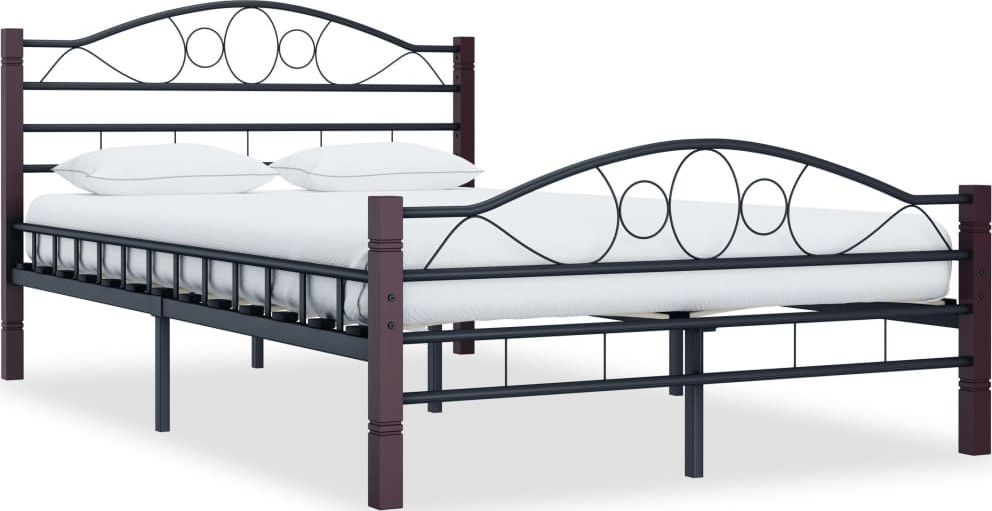 vidaXL Rama łóżka, czarna, metalowa, 120 x 200 cm