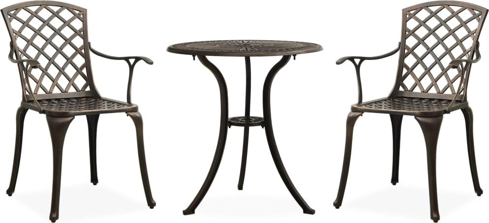 vidaXL Zestaw mebli bistro ze stopu aluminium, brązowy 3-cz.