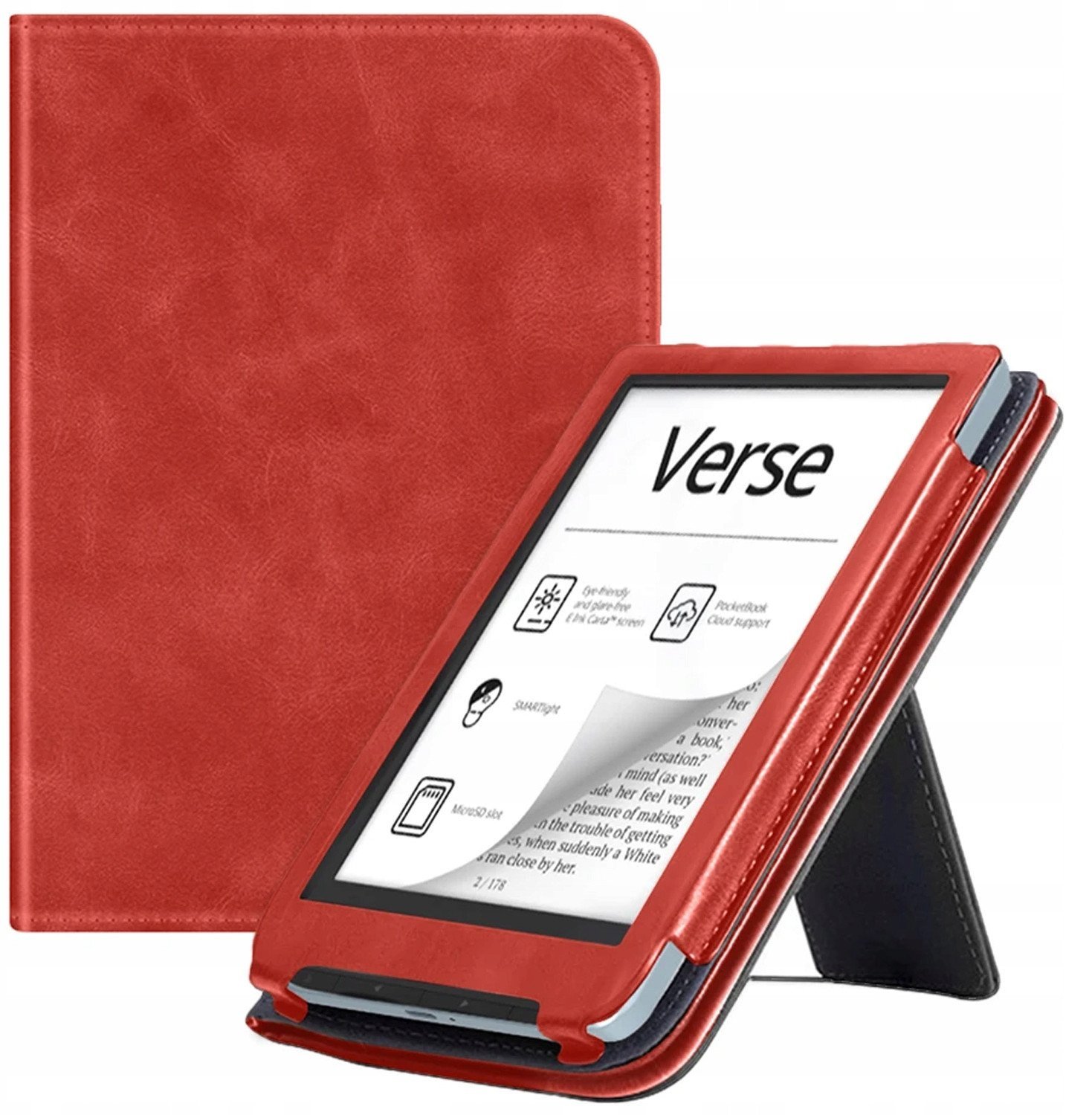 Etui Strap zuchwytem i podstawką do PocketBook Verse Pro 629 634 (Czerwone)