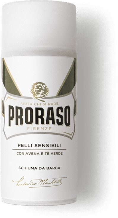 Proraso Shaving Foam Sensitive Skins, Shaving mousse, Men, Sensitive skin, 300 ml, Anti-irritation, Soothing, Green tea, Oat kernel extract