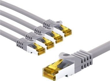 Goobay RJ45 kabel krosowy CAT 6A S/FTP (PiMF), 500 MHz, z CAT 7 kable surowym, 5 m, szary, zestaw 5 - Długość kabla 5 m