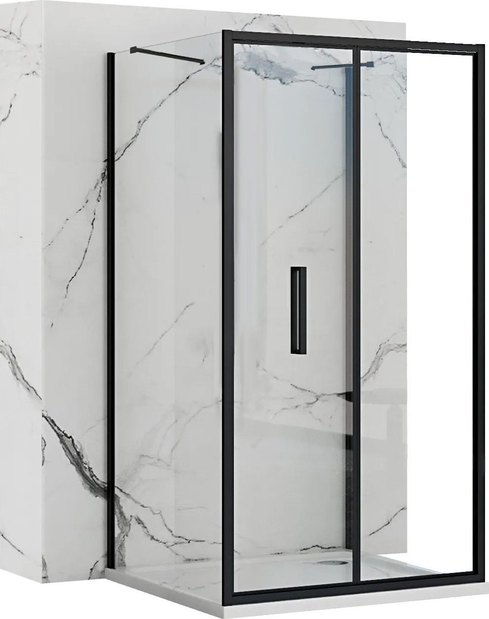 Rea Kabina Prysznicowa Przyścienna Rapid Fold Black