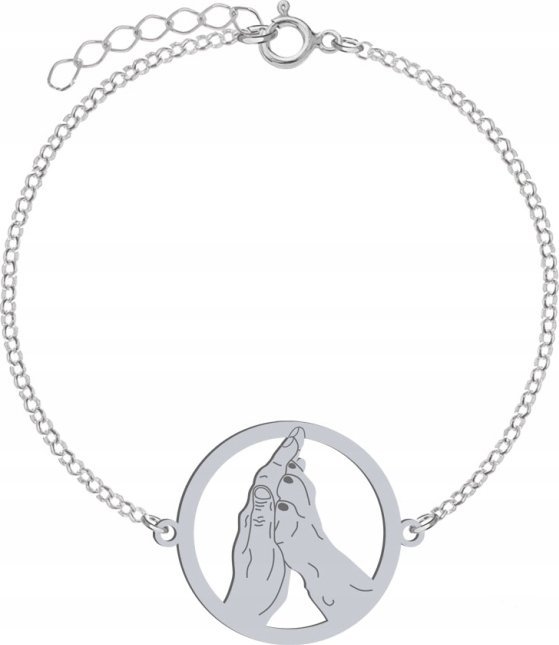 Radziszewska Jewellery Srebrna Bransoletka z Dłonią człowieka i łapką psa