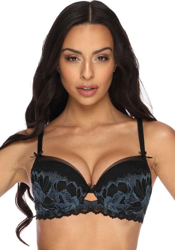 MAT Lingerie Biustonosz push-up czarno-niebieski Angel M-3329/11 70A