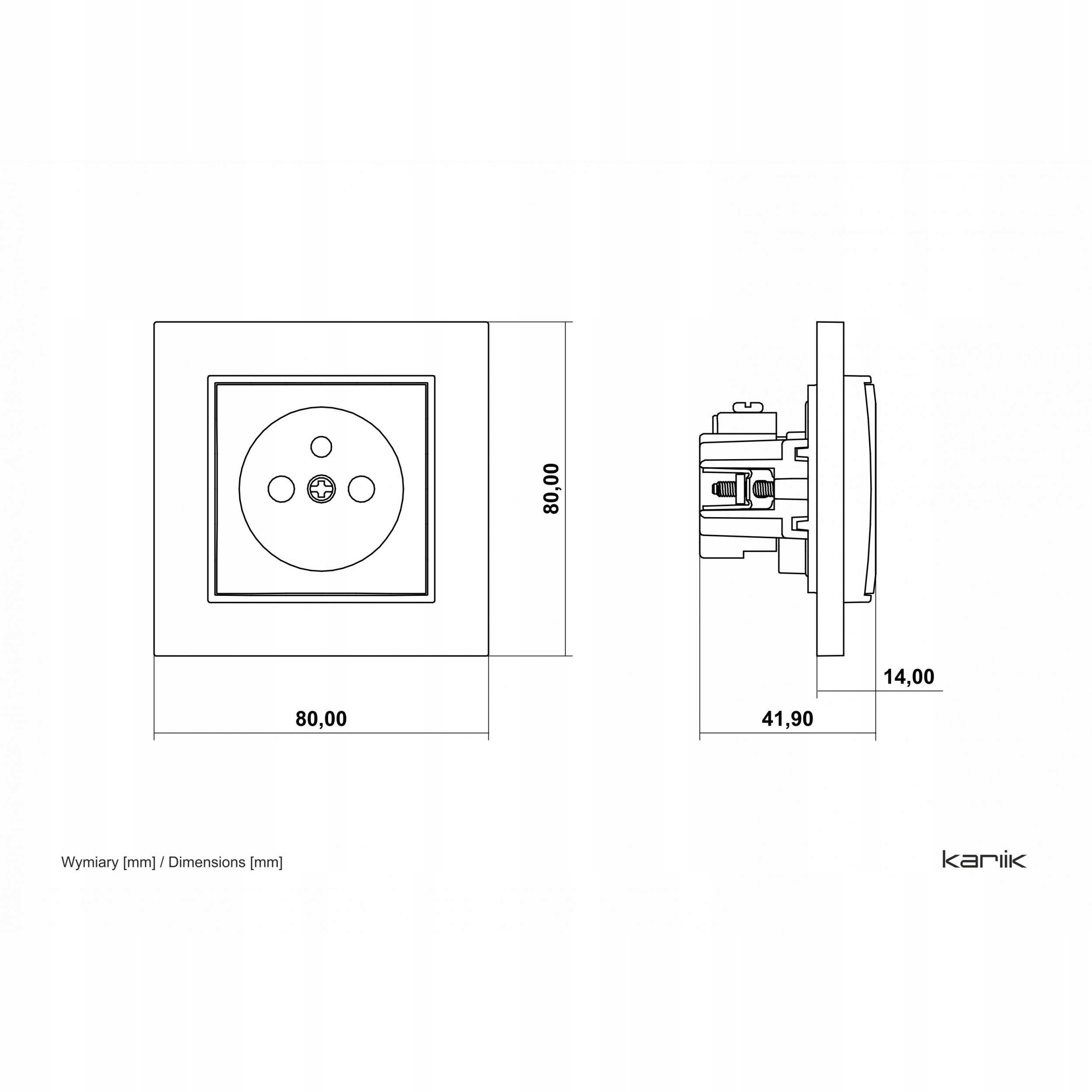 61MGP-1zp MINI Mechanizm gniazda pojedynczego z uziemieniem 2P+Z (przesłony torów prądowych) szałwiowy 61MGP-1zp