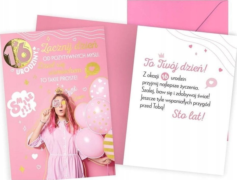 KUKARTKA KARNET V 16 URODZINY DZIEWCZYNA