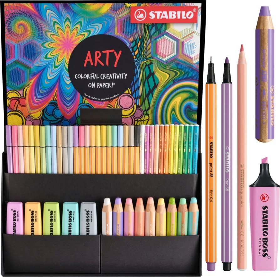 Stabilo Arty gaveæske pastel sortiment 50 dele