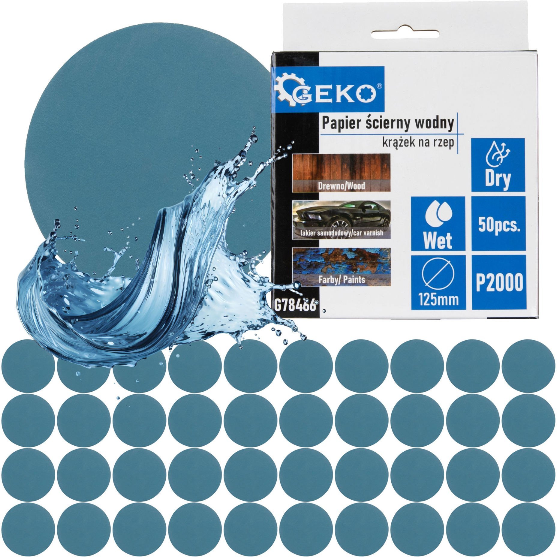 Papier ścierny wodny – krążek na rzep 125mm P2000 (50/1000)