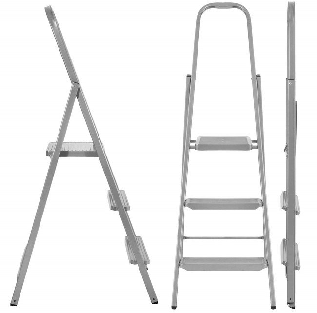 Drabina stalowa składana 3-stopniowa wys. 123 cm antypoślizgowa do 150 kg domowa UNIWERSALNY