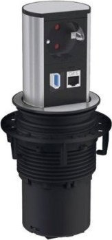 Bachmann Bachmann Elevator safety socket 1x, socket strip (aluminium, 1x safety contact, 1x CAT6, 1x USB)