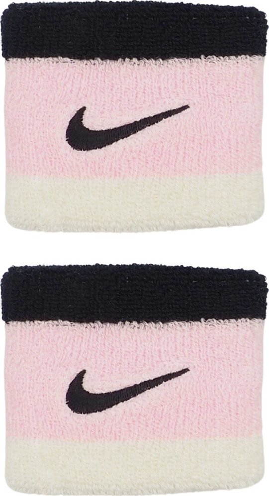 Frotki na nadgarstki Nike Swoosh Wristbands 2 szt. czarno-różowo-białe N0001565641
