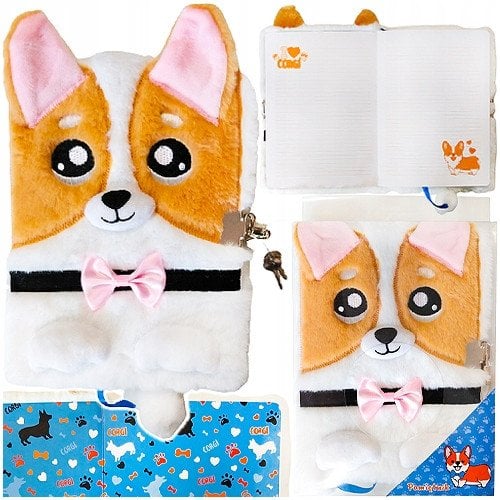 Pamiętnik z kłódką 3D włochacz A5 96k My Little Friend Corgi