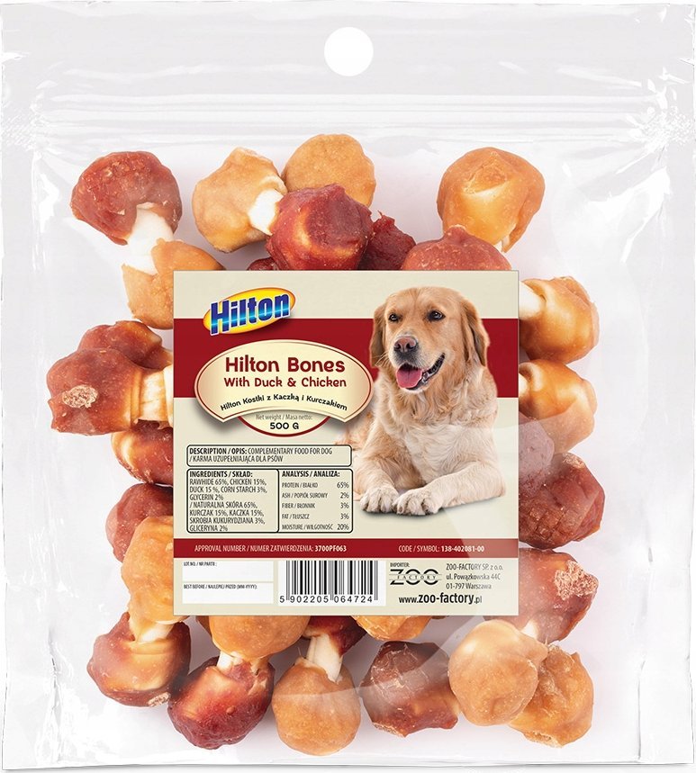 Hilton HILTON Przysmak kostki z kaczką i kurczakiem dla psa500g