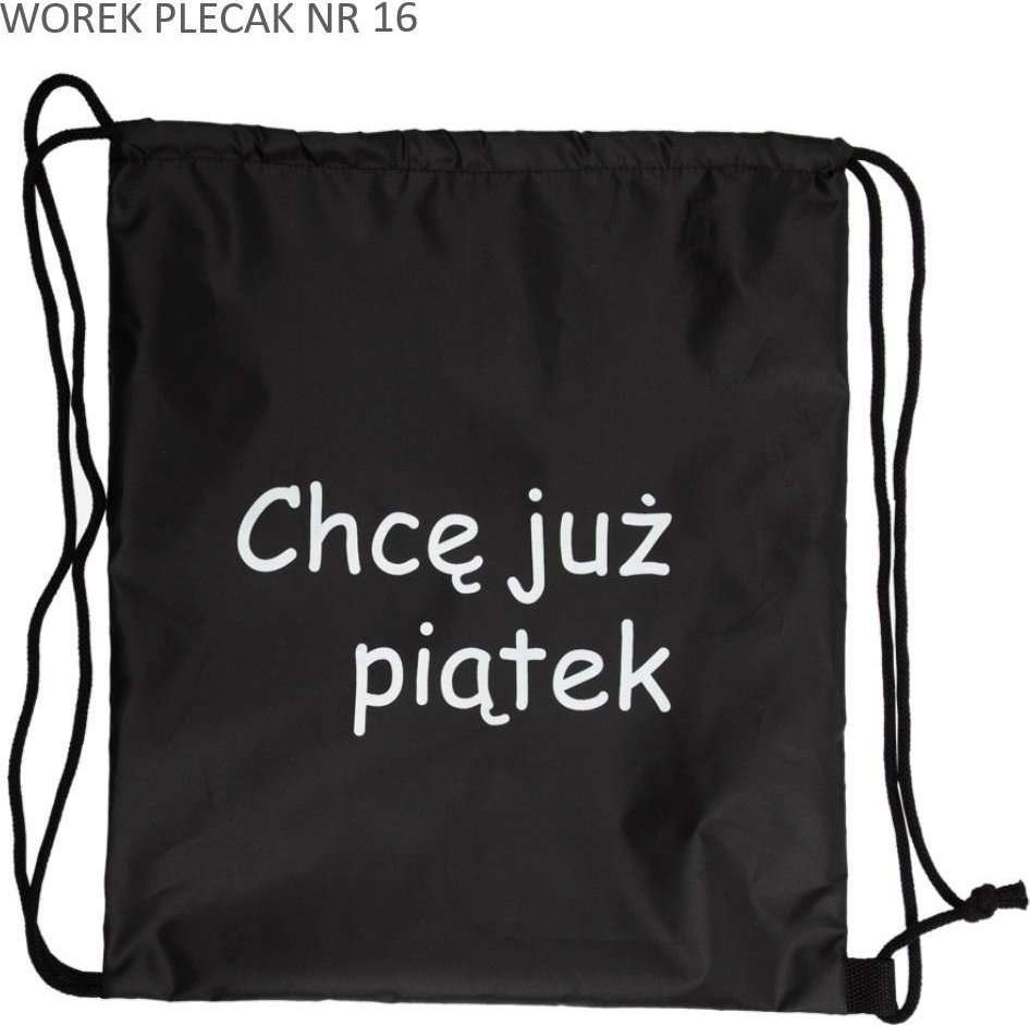 Worek plecak czarny Chcę już piątek