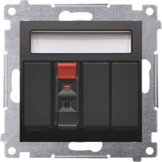 Kontakt-Simon Gniazdo głośnikowe Kontakt Simon 54 DGL31.01/49 pojedyncze z polem opisowym moduł przekrój przewodów dla wejścia i wyjścia 2,5mm2 czarne