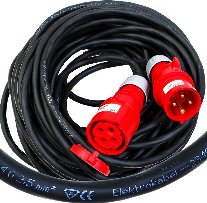 Mojeledy Przedłużacz gumowy OW 4x2,5 z/u gn wt 4p 16A 40m