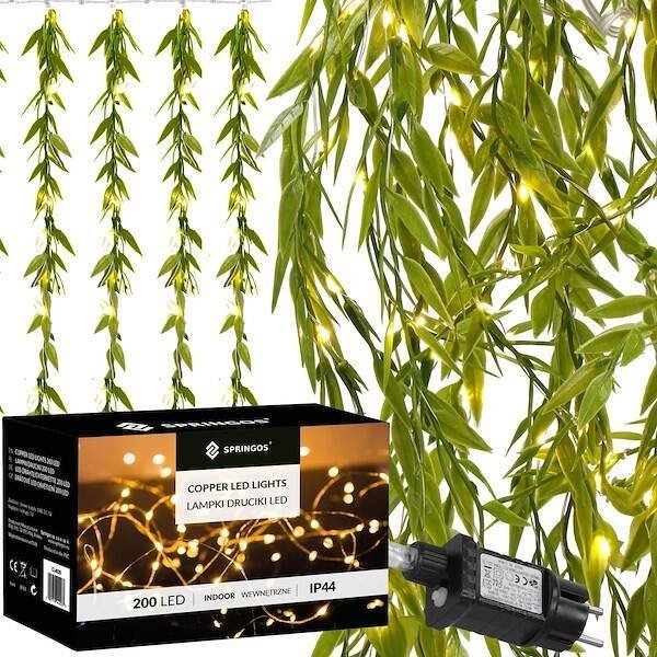 Springos Girlanda led sztuczne liście ruskus dekoracja świetlna UNIWERSALNY